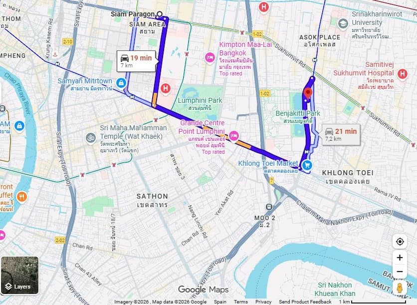 Directions to your embassy — real route on the map